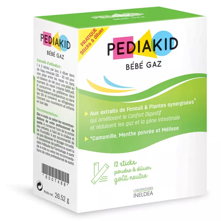 Pediakid Bébé Gaz Poudre Sticks x12