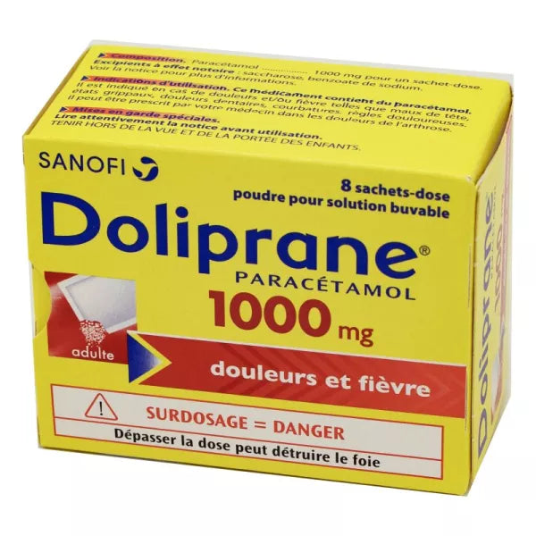 DOLIPRANE 1 000MG SACHET 8