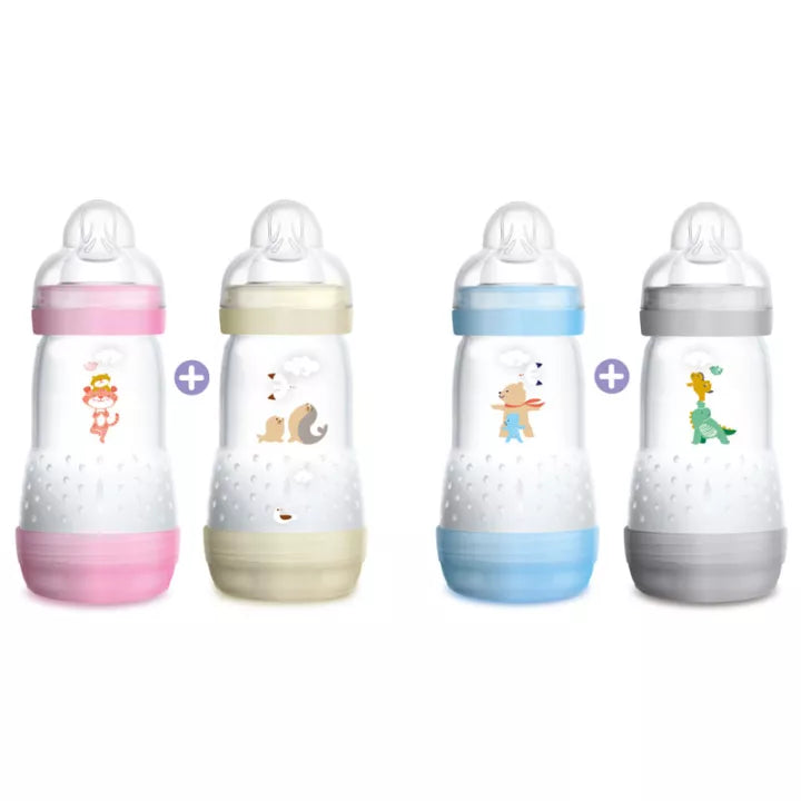 MAM Biberon Easy Start Anti-Colique T2 260 ml Lot de 2 Océan et Sable