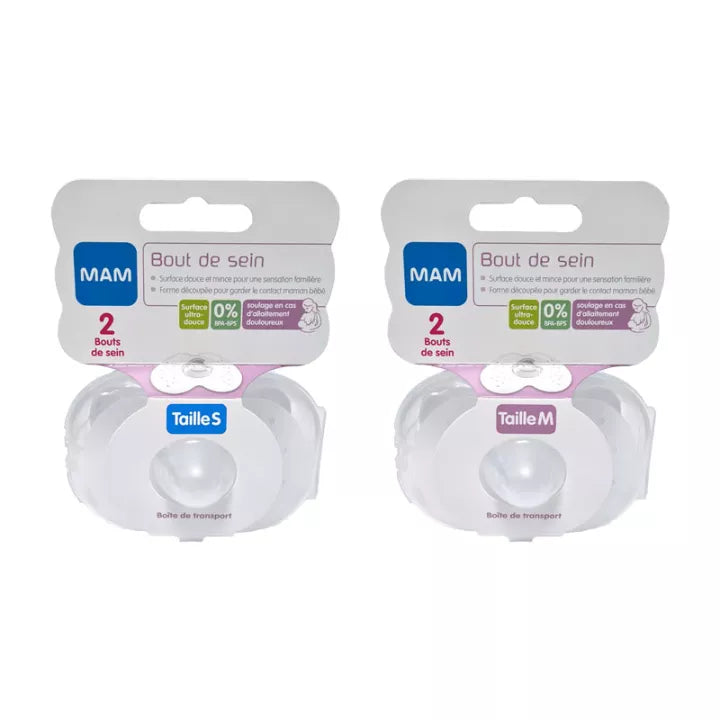 MAM Bouts de Sein Silicone Taille S x2 avec Boîte de Stérilisation