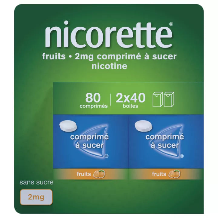 Nicorette Fruits 2 mg Comprimés à Sucer x80