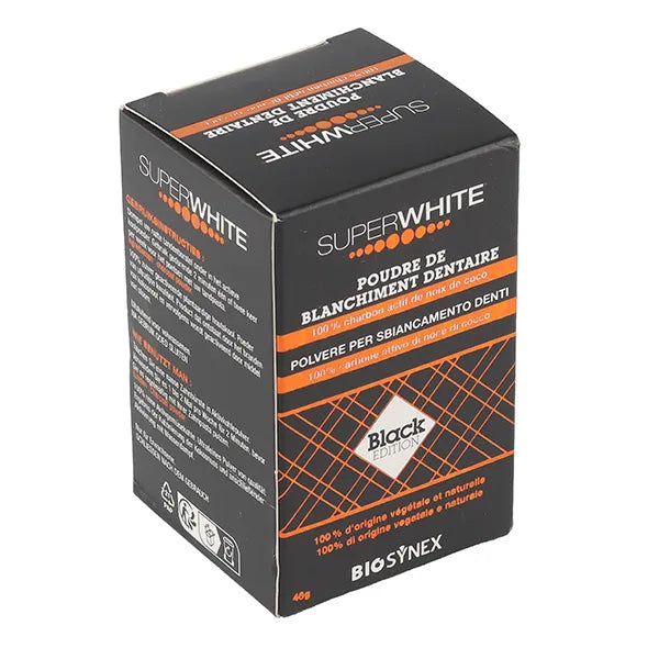 Superwhite Black Edition Poudre Blanchissante au Charbon Actif – 40 g