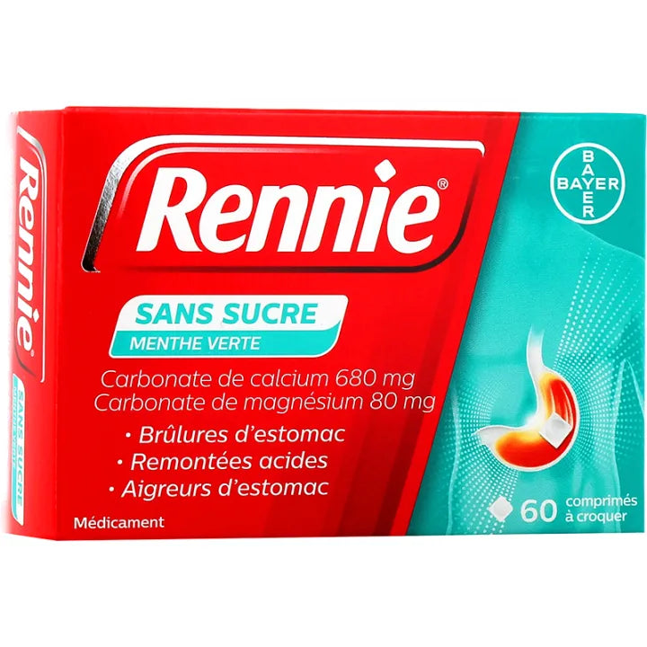 Rennie Sans Sucre 60 comprimés à croquer
