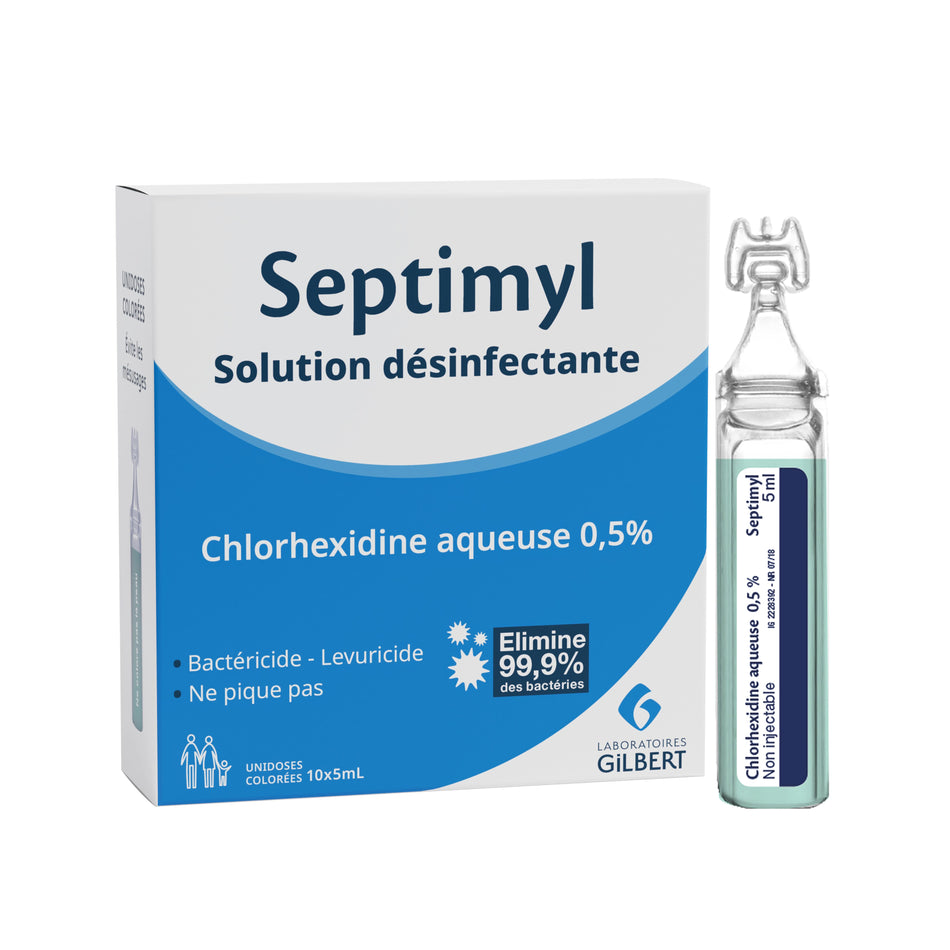 Septimyl Solution Désinfectante Chlorhexidine 0,5 % Dosettes 5 ml x10