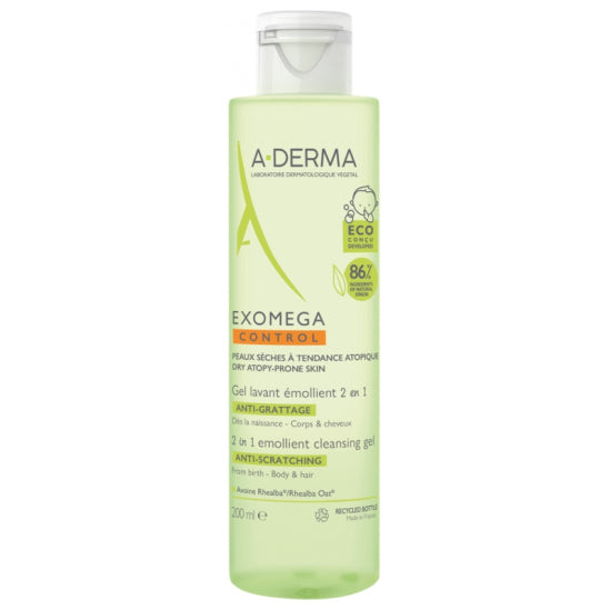 A-Derma Exomega Control Gel Lavant 2 en 1 Flacon 200 ml