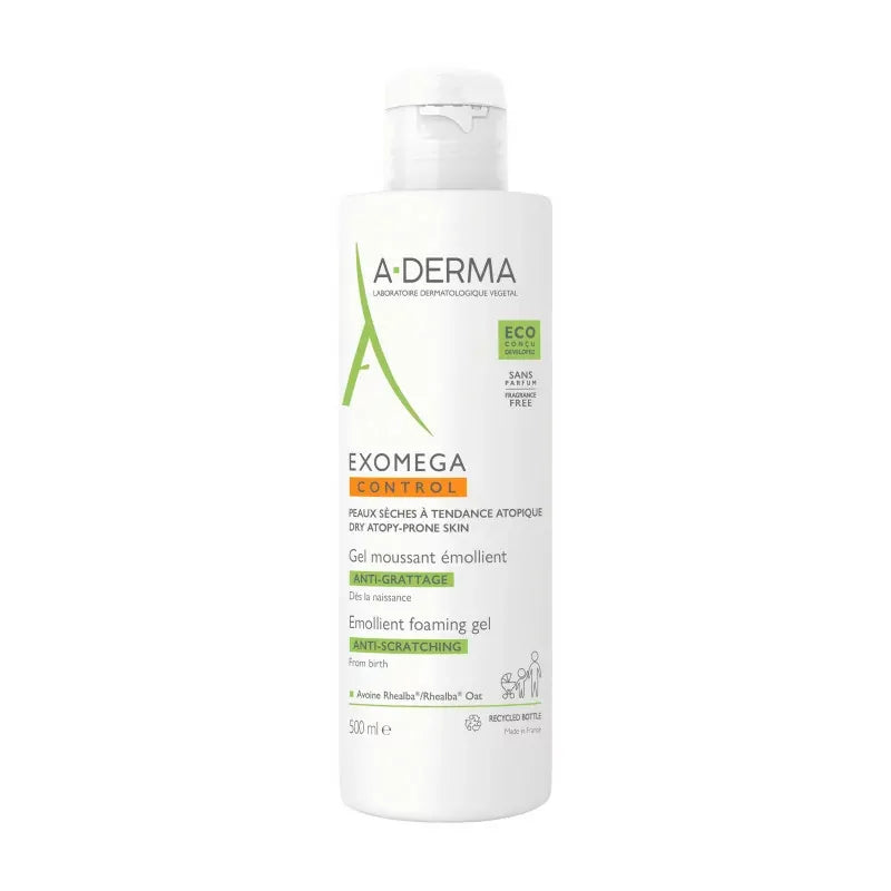 A-Derma Exomega Control Gel Moussant Émollient Flacon 500 ml
