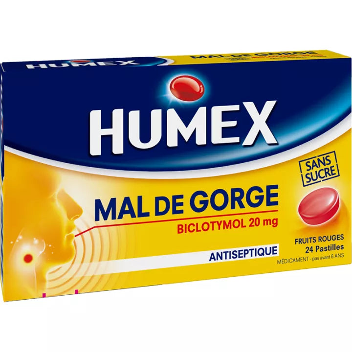 Humex Mal de Gorge Fruits Pastilles Sans Sucre x24