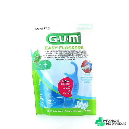 GUM Easy Flossers Fil Dentaire sur Manche – 30 + étui