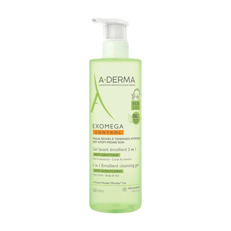A-Derma Exomega Control Gel Lavant 2 en 1 Flacon 500 ml