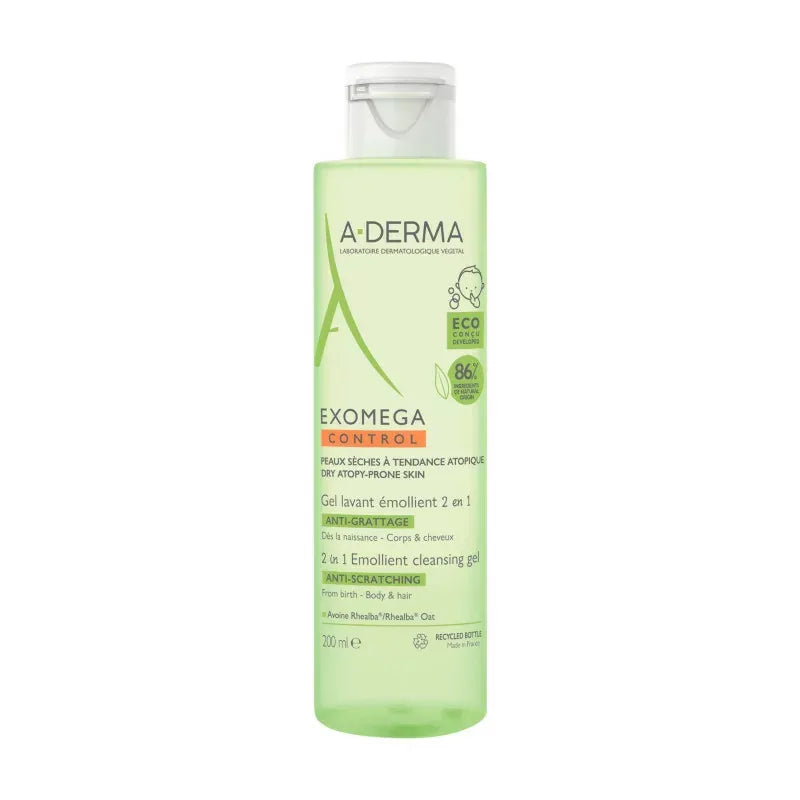 A-Derma Exomega Control Gel Lavant 2 en 1 Flacon 200 ml
