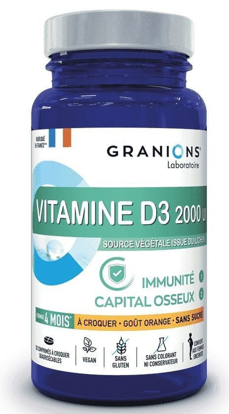 Granions Vitamine D3 2000 UI Comprimés à Croquer x30