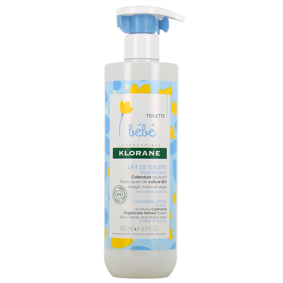 Klorane Bébé Lait de Toilette Sans Rinçage au Calendula – 500 ml