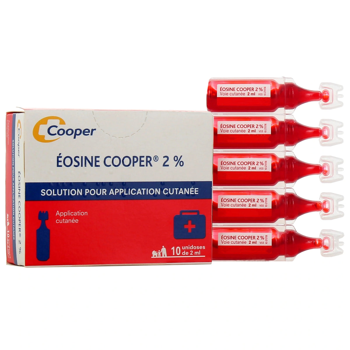 Éosine Aqueuse 2 % Cooper – 10 Unidoses de 2 ml