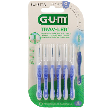 GUM Trav-ler 1312 Brossettes Interdentaires 0,6 mm – 4 + 2 offertes