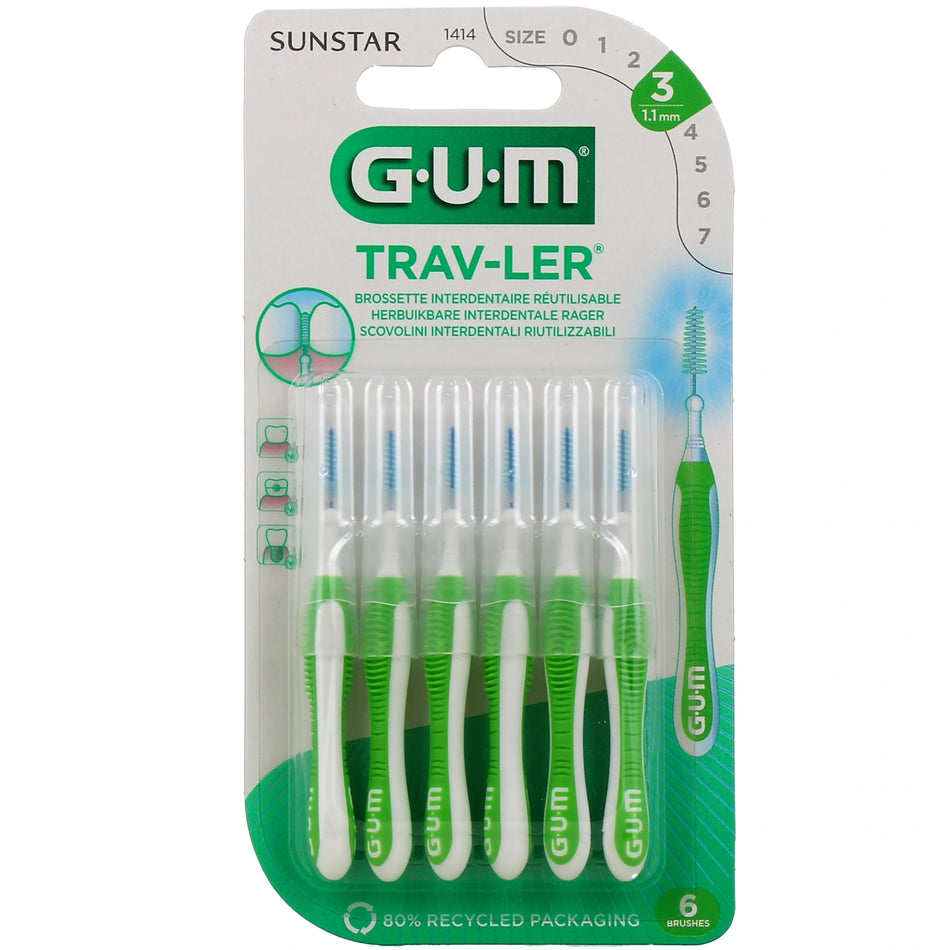 GUM Proxabrush Trav-ler 1414 Brossettes Coniques 1,1 mm – 4 brossettes